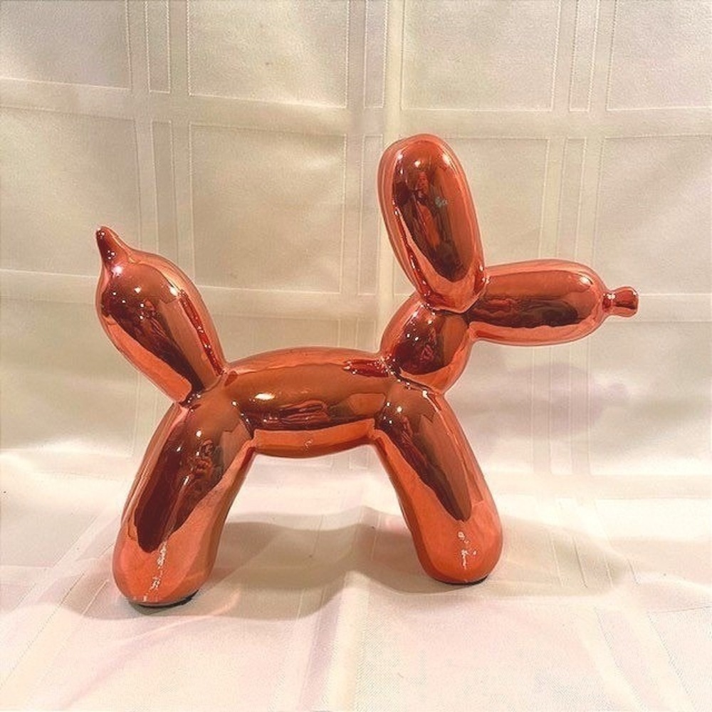 Modern Metallic Rose Gold Balloon Dog Sculpture Pop Art Home Decor Copper Chrome
